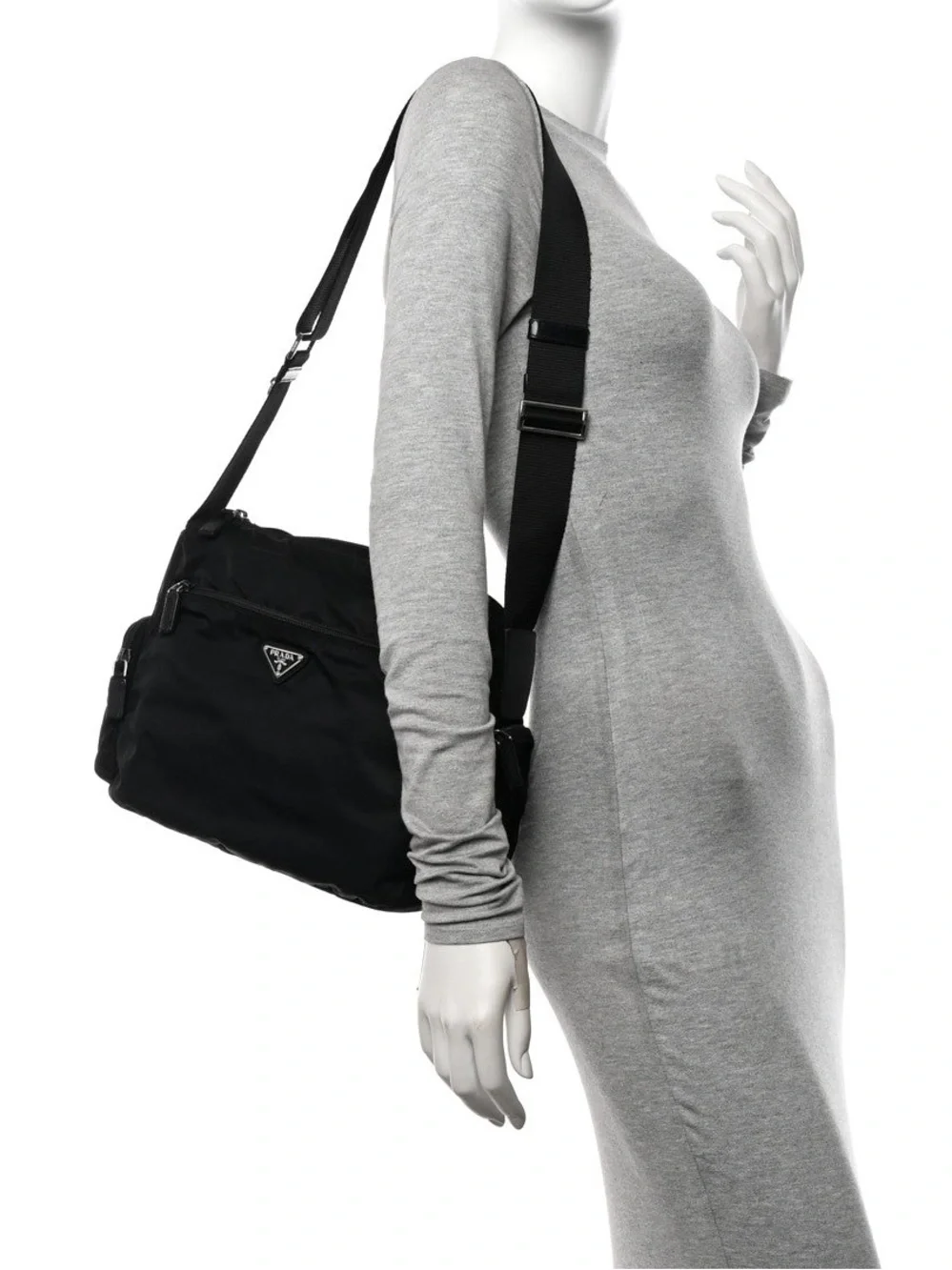 Prada Black Nylon Messenger Crossbody Bag for Men